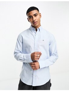 GANT - Camicia Oxford slim fit azzurra con logo-Blu