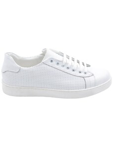 Malu Shoes Scarpa sneakers bassa uomo basic vera pelle intrecciata bianco linea fondo in gomma bianco ultraleggero 2 cm moda casual
