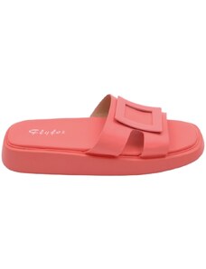Malu Shoes Ciabatta pantofola donna rosa corallo estiva in gomma morbida impermeabile con fascia dritte cut out moda
