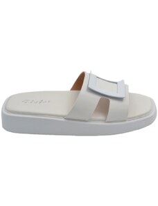 Malu Shoes Ciabatta pantofola donna bianco estiva in gomma morbida impermeabile con fascia dritte cut out moda