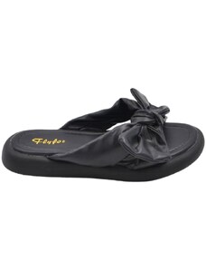 Malu Shoes Ciabatta pantofola donna nero estiva in gomma morbida impermeabile con fiocco