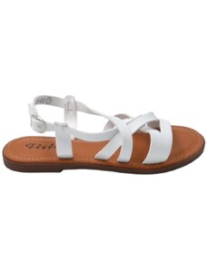Malu Shoes Sandalo basso donna bianco ragnetto con chiusura fibbia alla caviglia fascetta incrociata basic fondo morbido comodi
