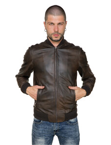 Leather Trend David - Bomber Uomo Testa di Moro in vera pelle