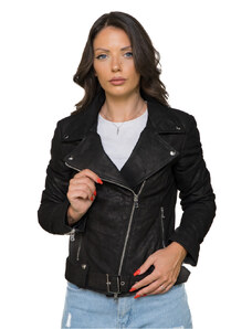 Leather Trend Cel - Chiodo Donna Nero Antichizzato in vera pelle