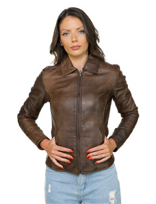 Leather Trend Eva - Giacca Donna Testa di Moro in vera pelle