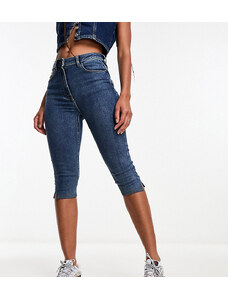 COLLUSION - Pantaloncini di jeans skinny taglio lungo blu vintage