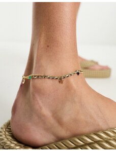 ASOS DESIGN - Cavigliera oro con design di astri e perline