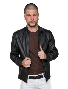 Leather Trend U010 - Giacca Uomo Nero in vera pelle