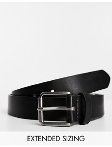 ASOS DESIGN - Cintura elegante in pelle sintetica nera con fibbia a rullo-Nero