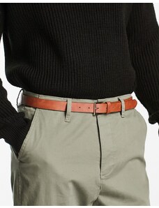 ASOS DESIGN - Cintura elegante in pelle sintetica skinny color cuoio con fibbia oro-Brown