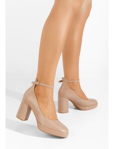 Zapatos Ciabatte con tacco Alemena Champagne - Stileo.it