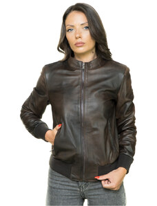 Leather Trend Bomber Vittoria - Bomber Donna Testa di Moro in vera pelle