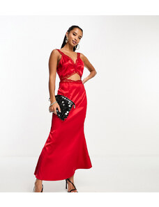 Never Fully Dressed Petite - Vestito lungo rosso con cut-out in pizzo