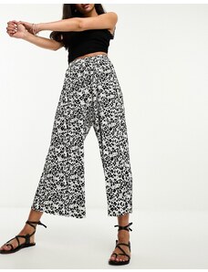 ASOS DESIGN - Pantaloni culotte plissé a fondo ampio con stampa animalier monocromatica-Multicolore