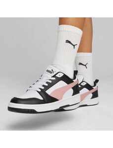 Sneakers bianche da donna con striscia laterale rosa Puma Rebound v6