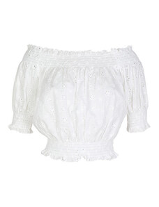 Sweet Miss Blusa Cropped Donna In Pizzo Bluse Bianco Taglia S/m