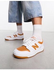 New Balance - 480 - Sneakers bianche e arancioni-Bianco