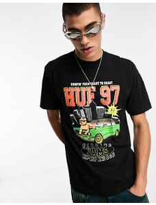 HUF - Blazing Jam - T-shirt a maniche corte nera con stampa sul petto-Nero