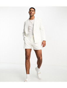 Labelrail x Stan & Tom - Riviera - Pantaloncini comodi da abito in lino crema in coordinato-Bianco