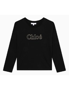 Chloé T-shirt girocollo nera con logo
