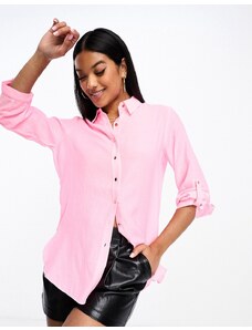 Liquorish - Camicia rosa con bottoni color oro