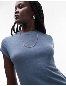 Topshop - Everyday - T-shirt premium taglio lungo blu trasparente a coste