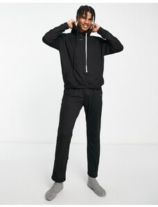 Il Sarto - Completo leggero da casa nero con joggers e maglione con zip