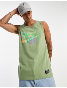 Nike - Top senza maniche verde con logo