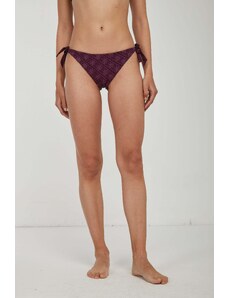 TWINSET Slip Bikini Viola con Fiori Ricamati