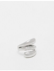 ASOS DESIGN - Anello color argento con design fuso avvolgente