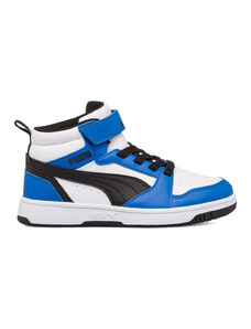 Sneakers alte bianche, blu e nere da bambino Puma Rebound v6 Mid AC+ PS