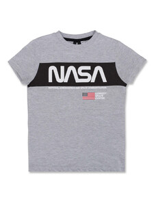 T-shirt grigia da bambino con logo e bandiera USA Nasa