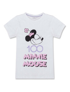 Mickey Mouse T-shirt bianca da bambina con stampa Minnie