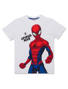 Pigiama corto bianco e blu da bambino con stampa Spiderman Marvel