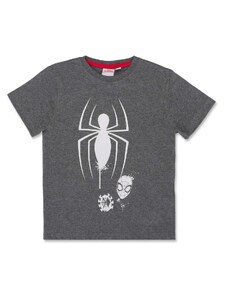 Pigiama corto grigio e rosso da bambino con stampa Spiderman Marvel