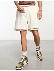 ASOS DESIGN - Pantaloncini oversize in jersey beige con righe a contrasto-Neutro
