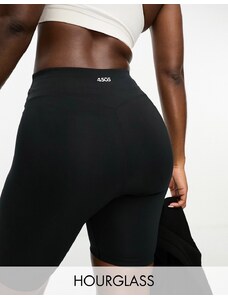 ASOS 4505 Hourglass - Icon - Pantaloncini leggings da 20 cm con design modellante sul retro neri in tessuto tecnico-Nero