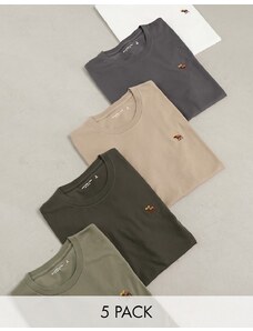 Abercrombie & Fitch - Confezione da 5 t-shirt comode neutre con logo-Multicolore