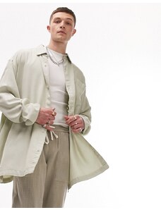 Topman - Camicia super oversize a maniche lunghe verde salvia con tasca