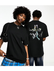 Weekday - T-shirt oversize unisex nera con stampa - In esclusiva per ASOS-Nero