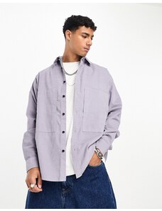 ASOS DESIGN - Camicia oversize anni '90 in velluto a coste lilla con tasche laterali oversize doppie-Viola