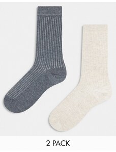 ASOS DESIGN - Confezione da 2 paia di calzini lunghi lavorati a maglia sottile multicolore