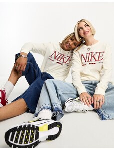 Nike - Maglietta unisex a maniche lunghe con logo color bianco vela