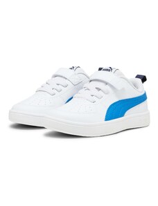 Sneakers bianche da bambino con striscia laterale blu Puma Rickie AC PS