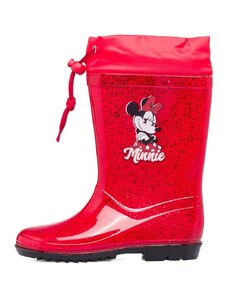 Mickey Mouse Stivali di gomma rossi da bambina con stampa Minnie