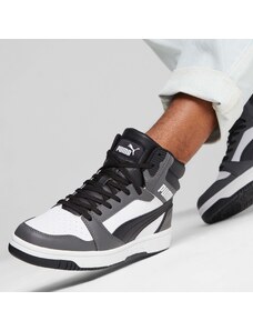 Sneakers alte bianche e grigie da uomo con striscia laterale Puma Rebound v6