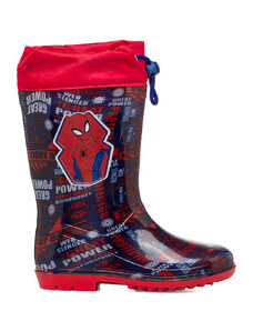 Stivali di gomma rossi e blu da bambino con stampa Spiderman