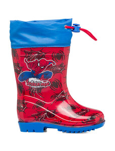 Stivali di gomma rossi e blu da bambino con logo Spiderman