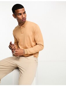 ASOS DESIGN - Essential - Polo in maglia di cotone color cuoio-Brown
