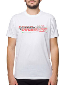 T-shirt bianca da uomo con logo multicolore Ducati Corse